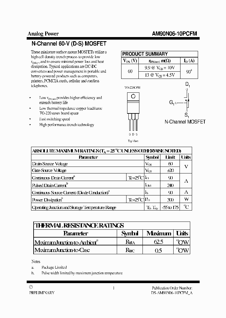 AM90N06-10PCFM_5999590.PDF Datasheet