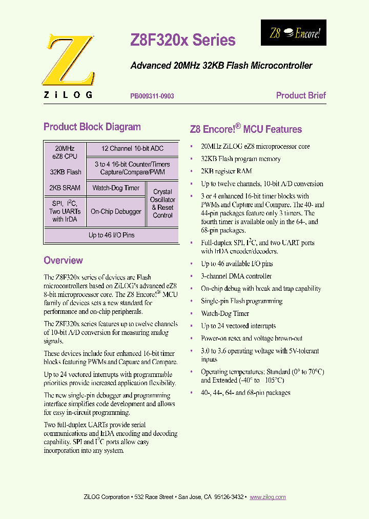 Z8ENCORE000ZCO_6046519.PDF Datasheet