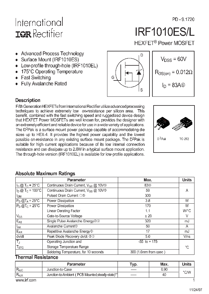 IRF1010ESL_6057183.PDF Datasheet