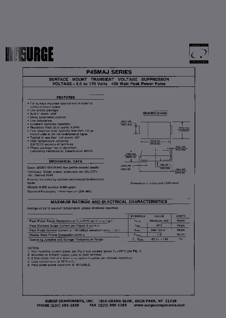 P4SMAJ17_6071781.PDF Datasheet