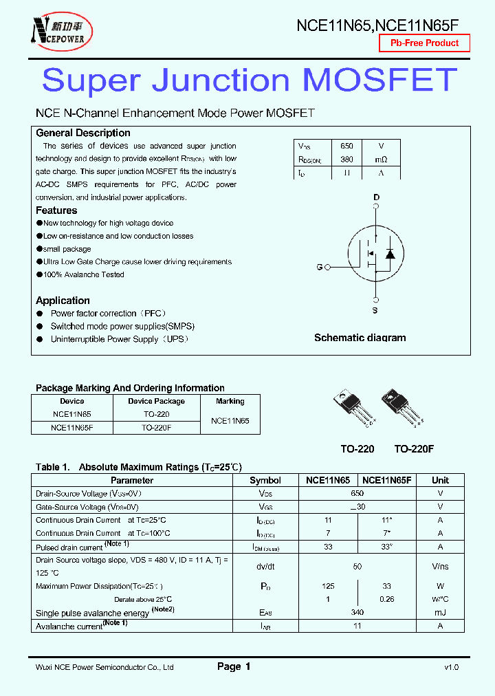 NCE11N65F_6169797.PDF Datasheet