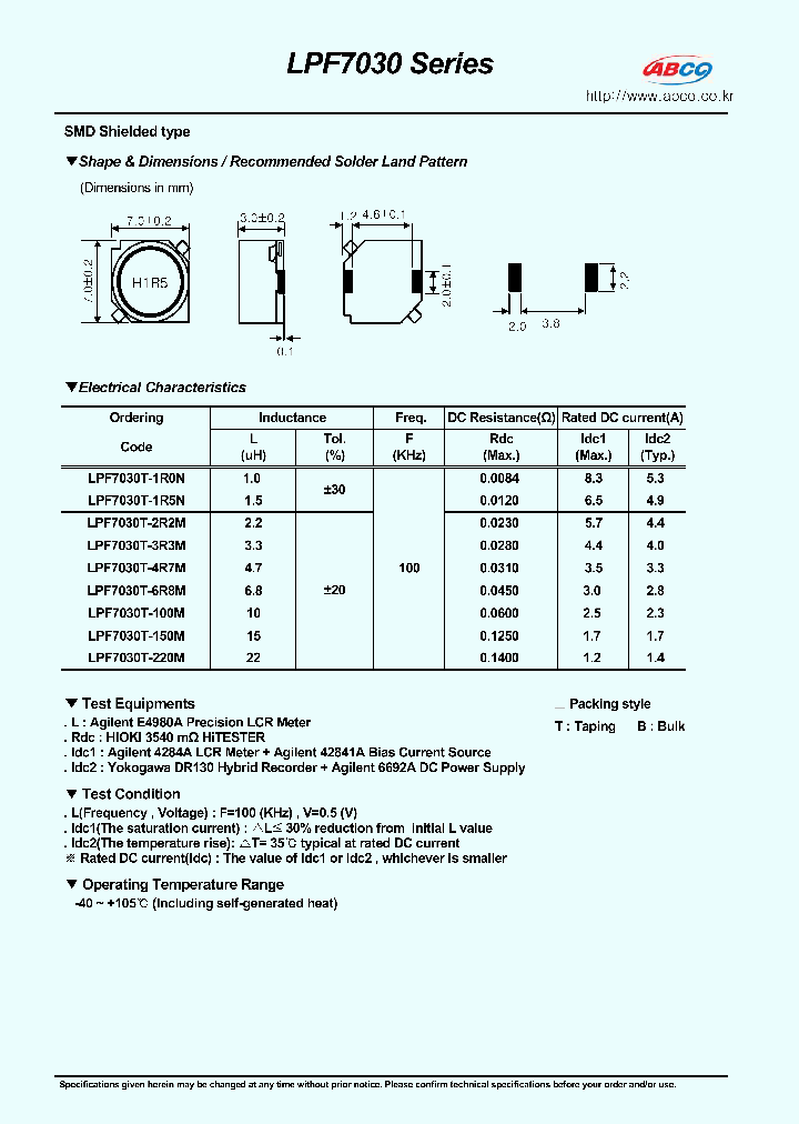 LPF7030T-220M_6239536.PDF Datasheet