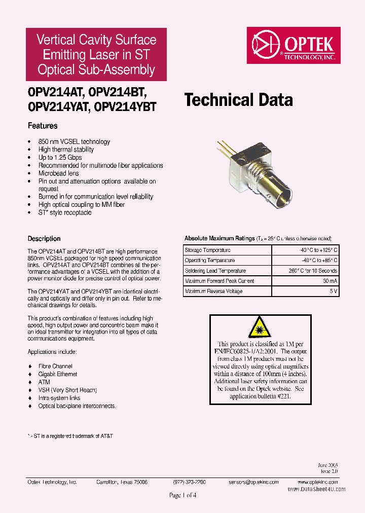 OPV214AT_6261019.PDF Datasheet