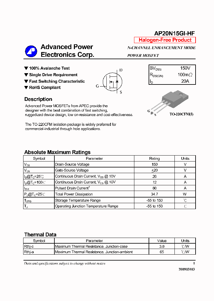 AP20N15GI-HF_6335316.PDF Datasheet