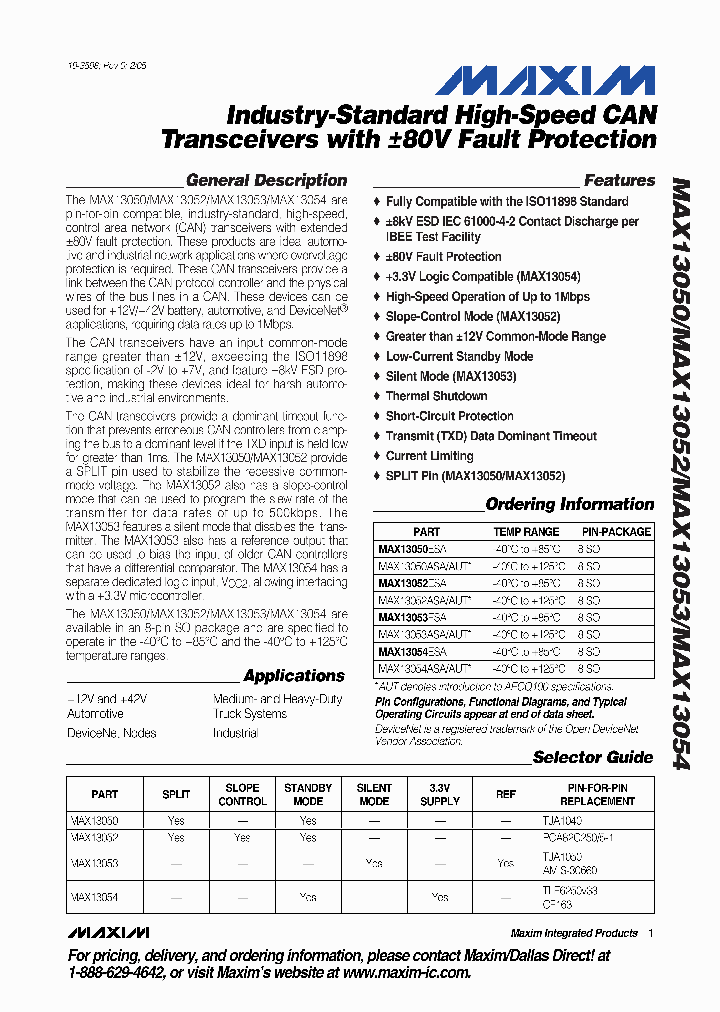 MAX13052ESA_6456222.PDF Datasheet