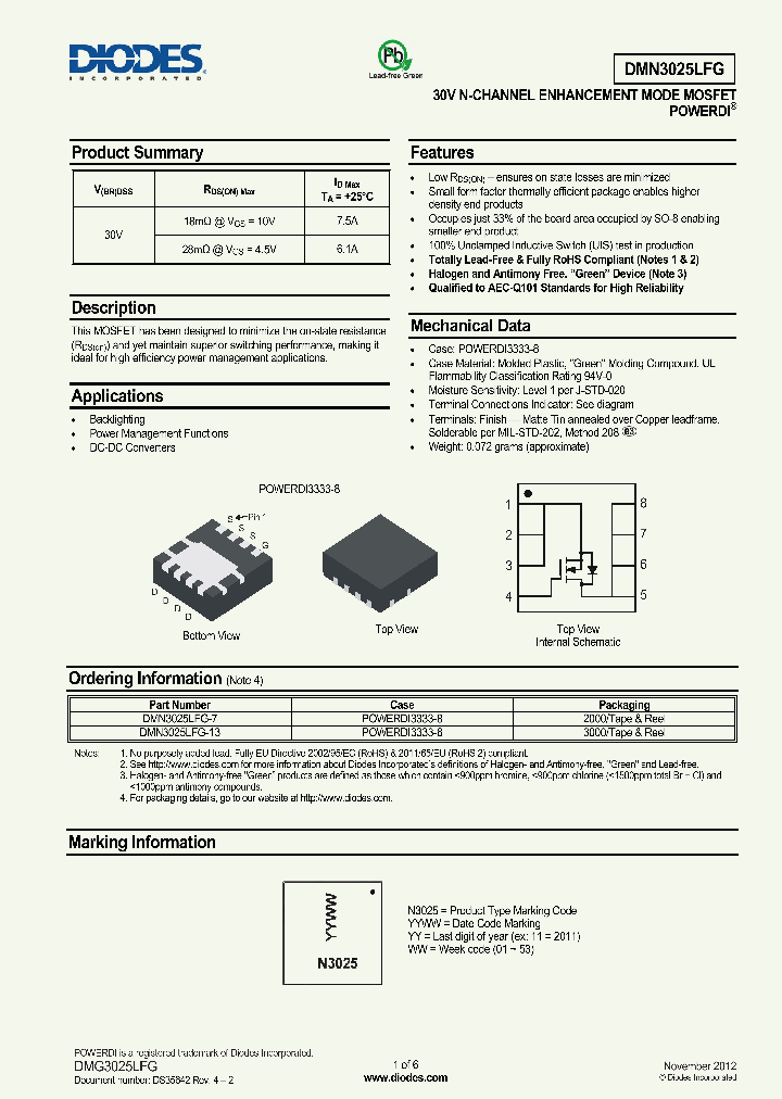 DMN3025LFG_6482332.PDF Datasheet