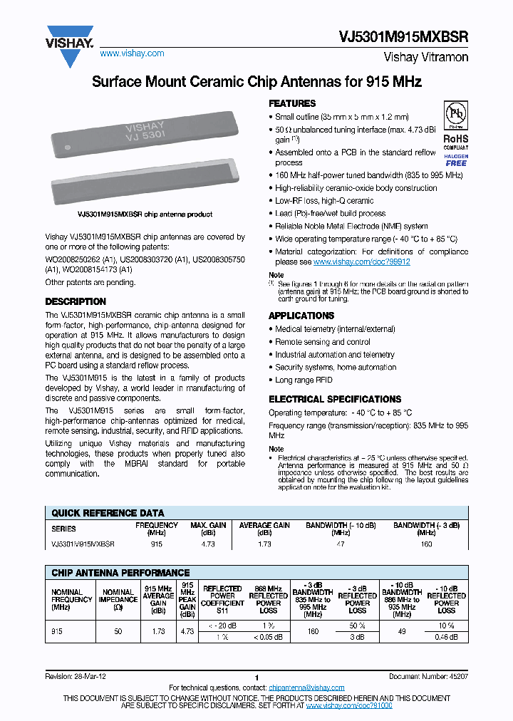 VJ5301M915MXBSR_6508560.PDF Datasheet