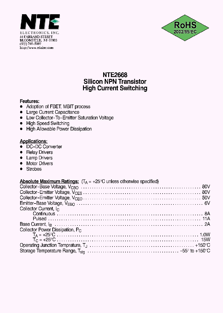 NTE2668_6589883.PDF Datasheet