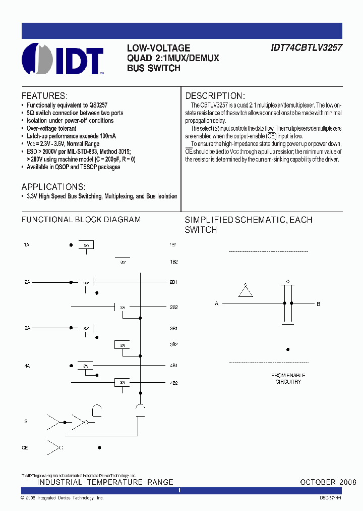 IDT74CBTLV3257QG_6600489.PDF Datasheet