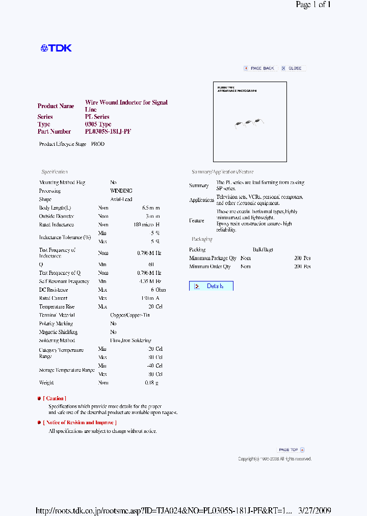 PL0305S-181J-PF_6624940.PDF Datasheet
