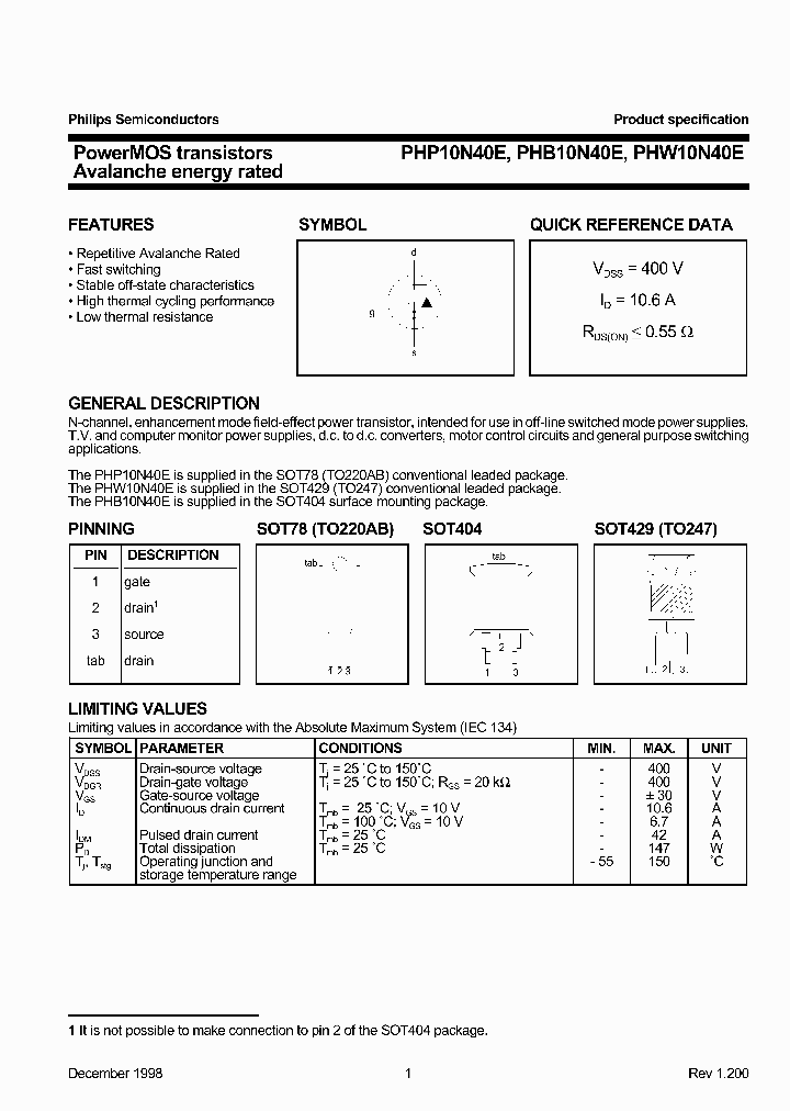 PHW10N40E_6656644.PDF Datasheet