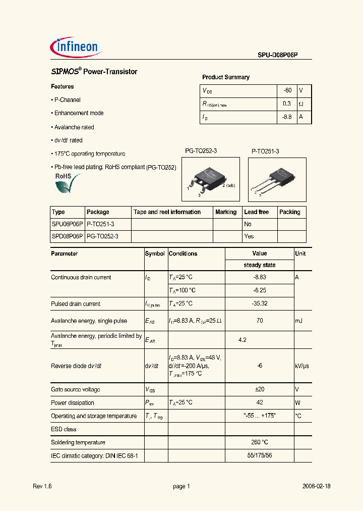 SPD08P06P_6701831.PDF Datasheet