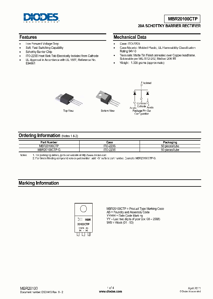 MBR20100CTP_6773079.PDF Datasheet