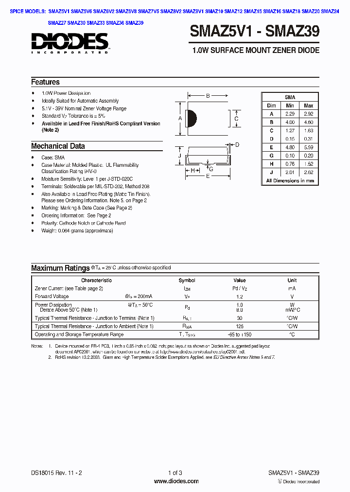 DIODESINC-SMAZ9V1-13_6776684.PDF Datasheet