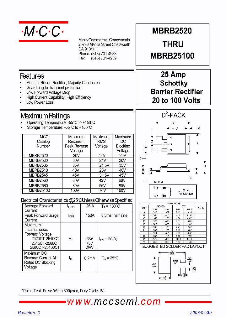 MBRB25100-TP_6797655.PDF Datasheet