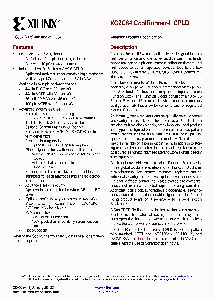XC2C64-4VQG100C_6832360.PDF Datasheet