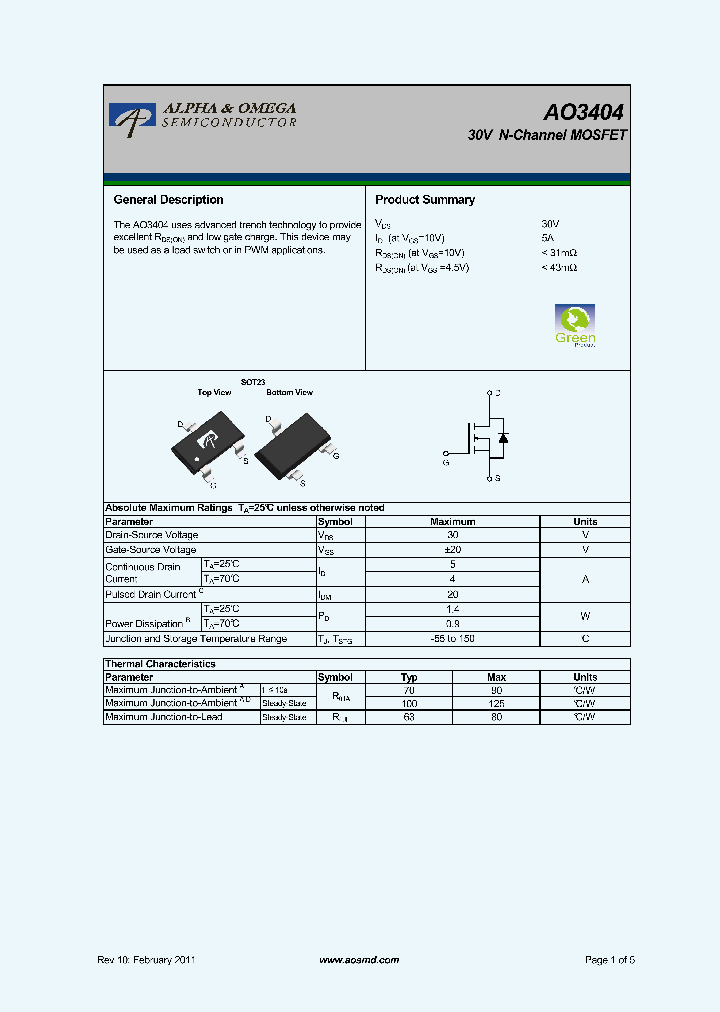 AO3404_6950620.PDF Datasheet