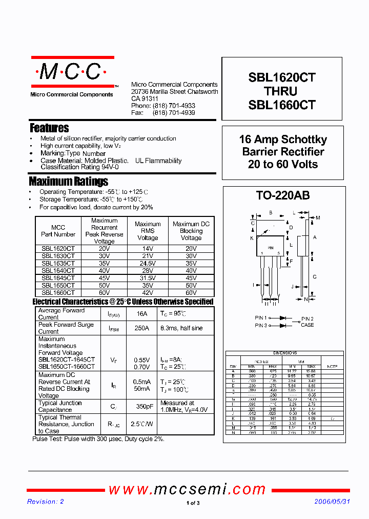 SBL1620CT_6856674.PDF Datasheet