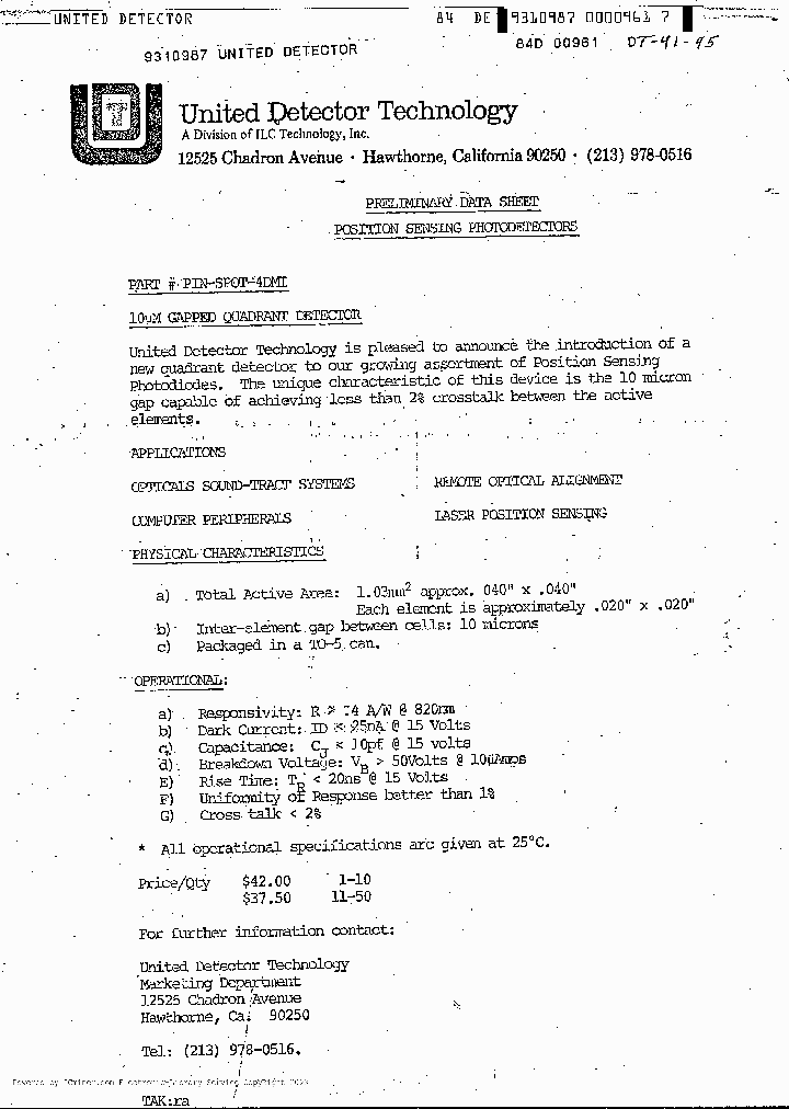 PIN-SPOT4DMI_6859424.PDF Datasheet