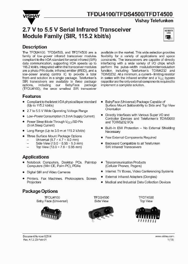 TFDU4100-TR3_6865268.PDF Datasheet