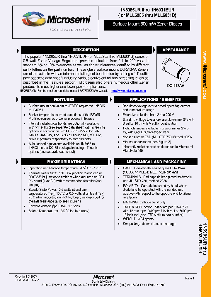 MICROSEMICORP-SCOTTSDALE-1N6016CUR_6875243.PDF Datasheet