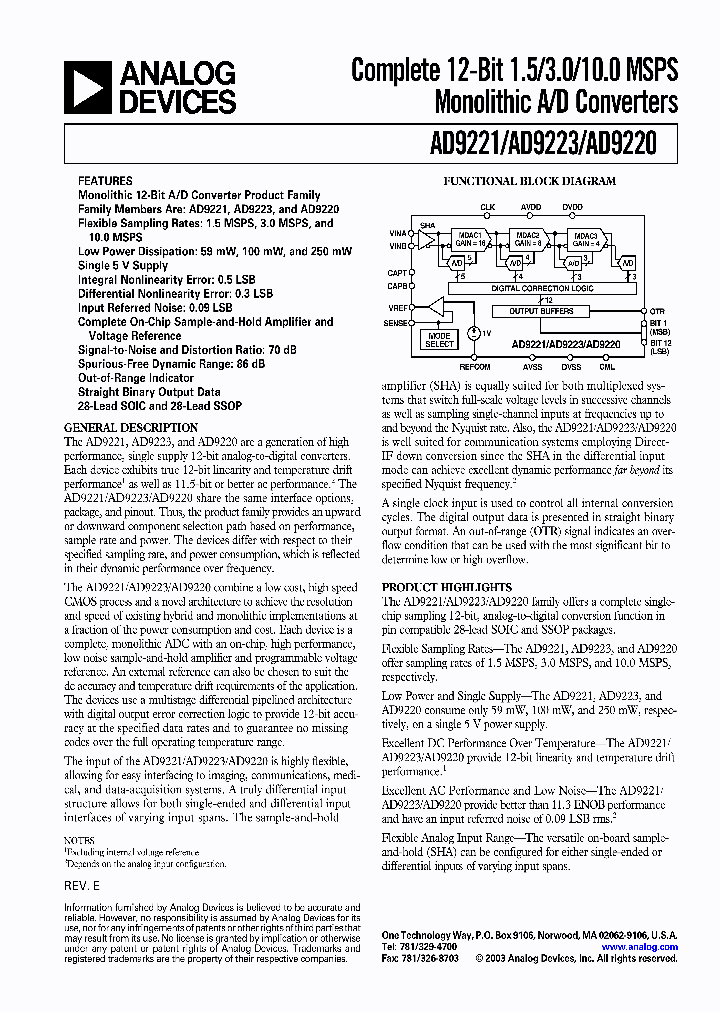 ANALOGDEVICESINC-AD9220ARZ-REEL_6945650.PDF Datasheet