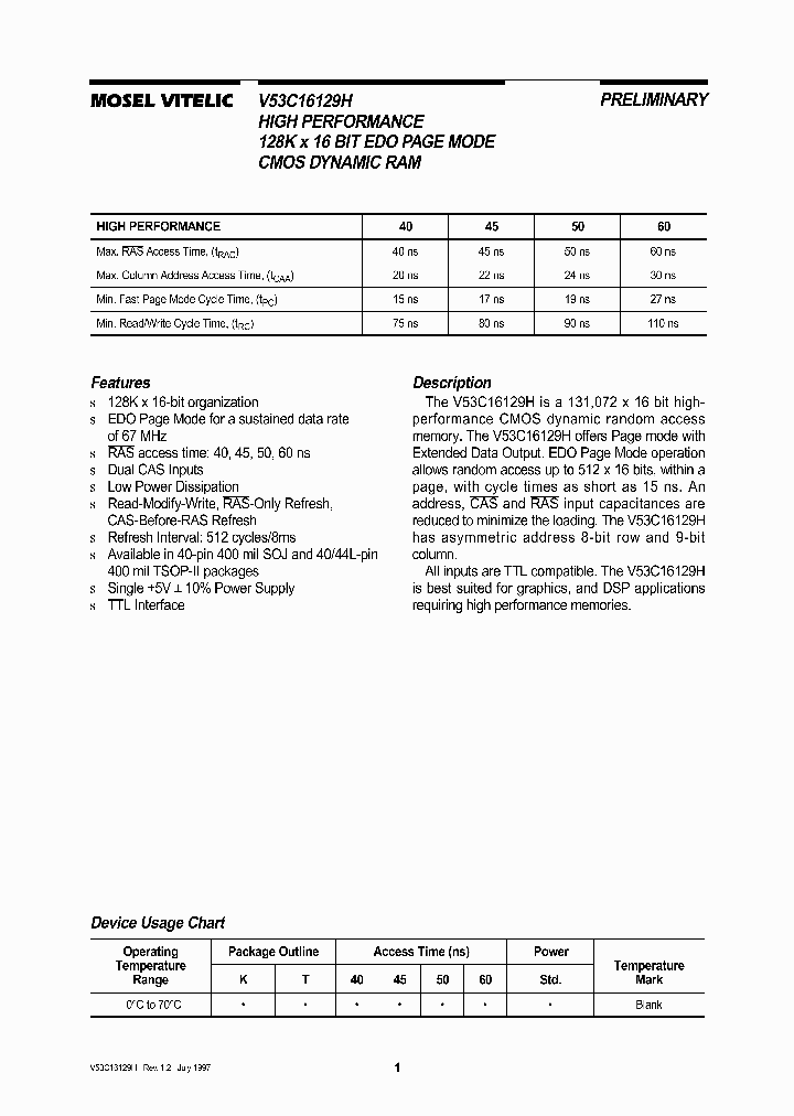 V53C16129H_6964200.PDF Datasheet