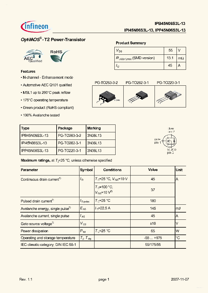 IPI45N06S3L-13_6975939.PDF Datasheet