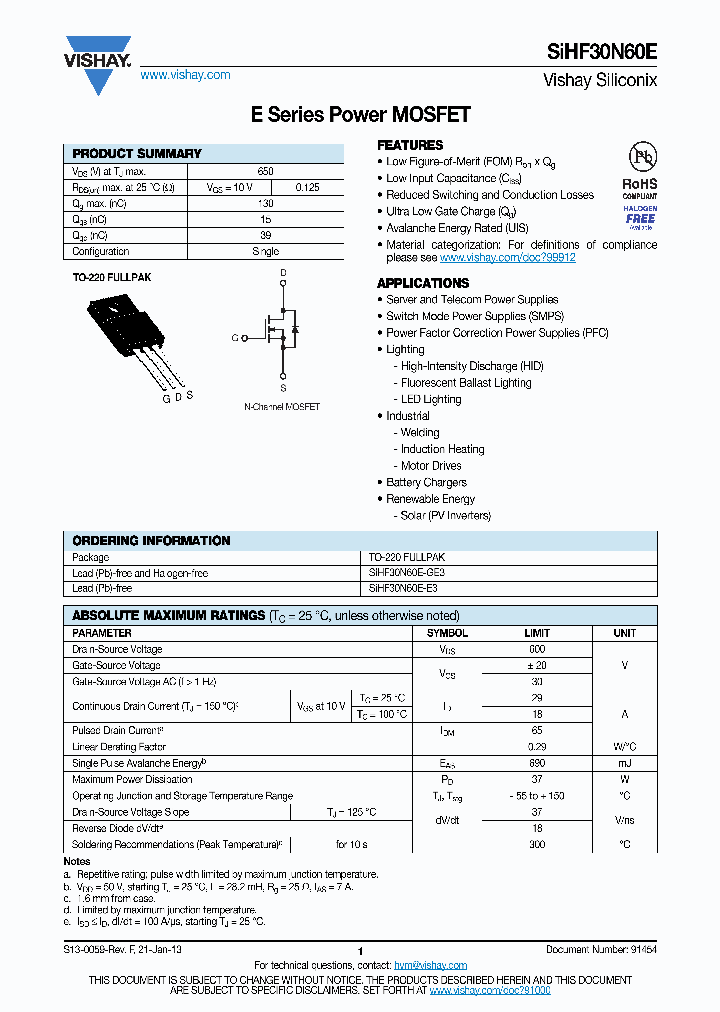 SIHF30N60E-GE3_6992763.PDF Datasheet