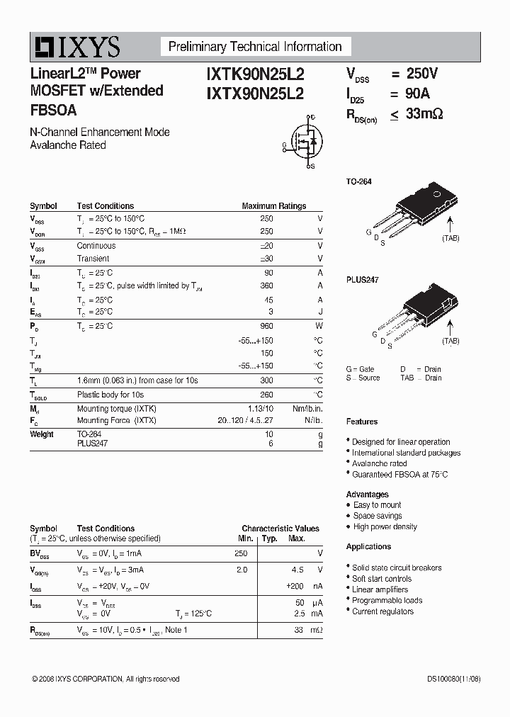 IXTK90N25L2_7000135.PDF Datasheet