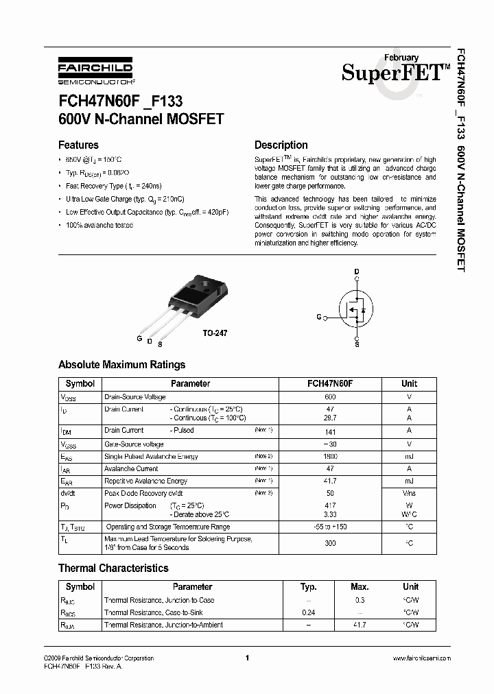 FCH47N60FF133_7000493.PDF Datasheet