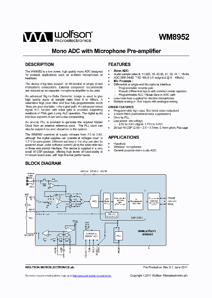 WM8952_7013511.PDF Datasheet