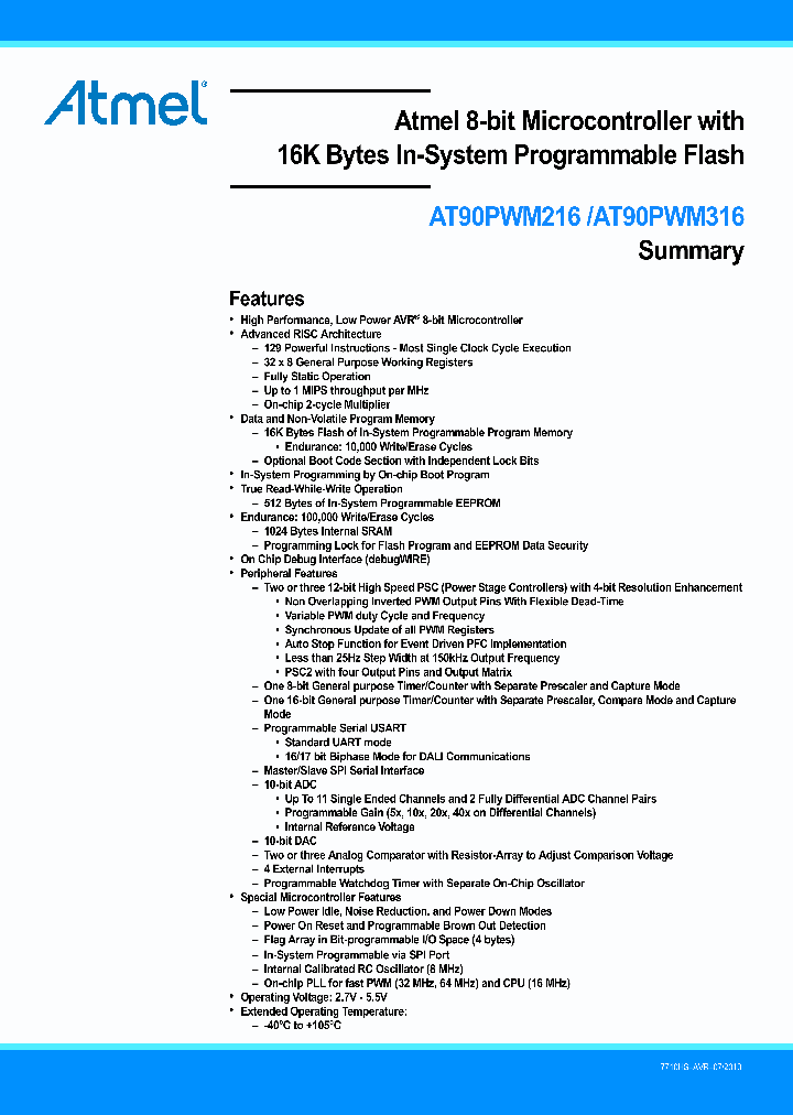 AT90PWM216-16SUR_7243501.PDF Datasheet