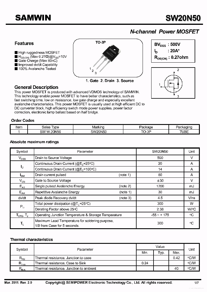 SW20N50_7264578.PDF Datasheet