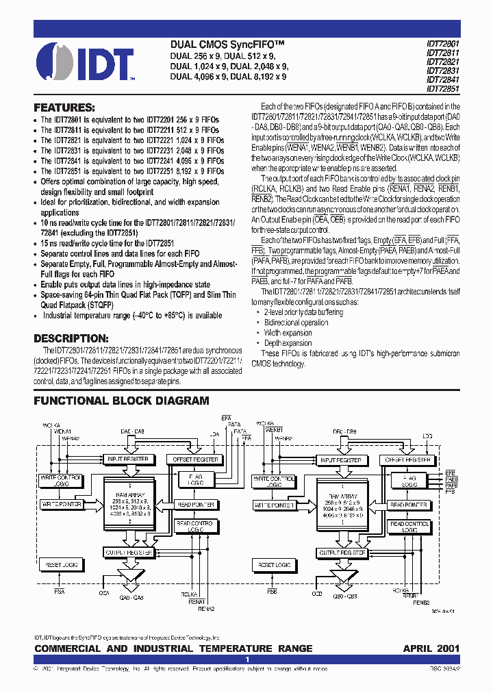 IDT72841L25TFI9_7292349.PDF Datasheet