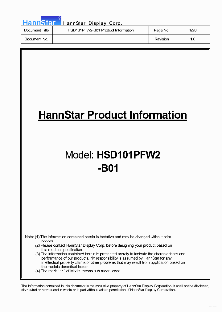 HSD101PFW2-B01_7307414.PDF Datasheet
