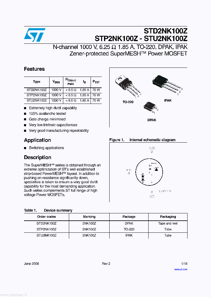 STP2NK100Z_7316791.PDF Datasheet