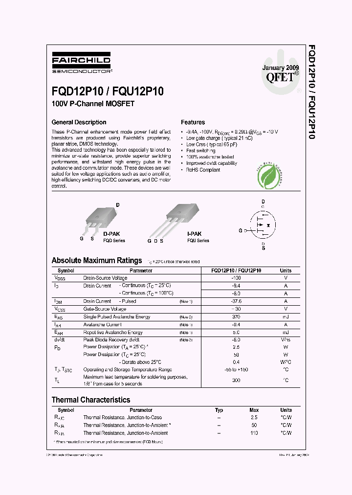 FQD12P10TM_7322128.PDF Datasheet