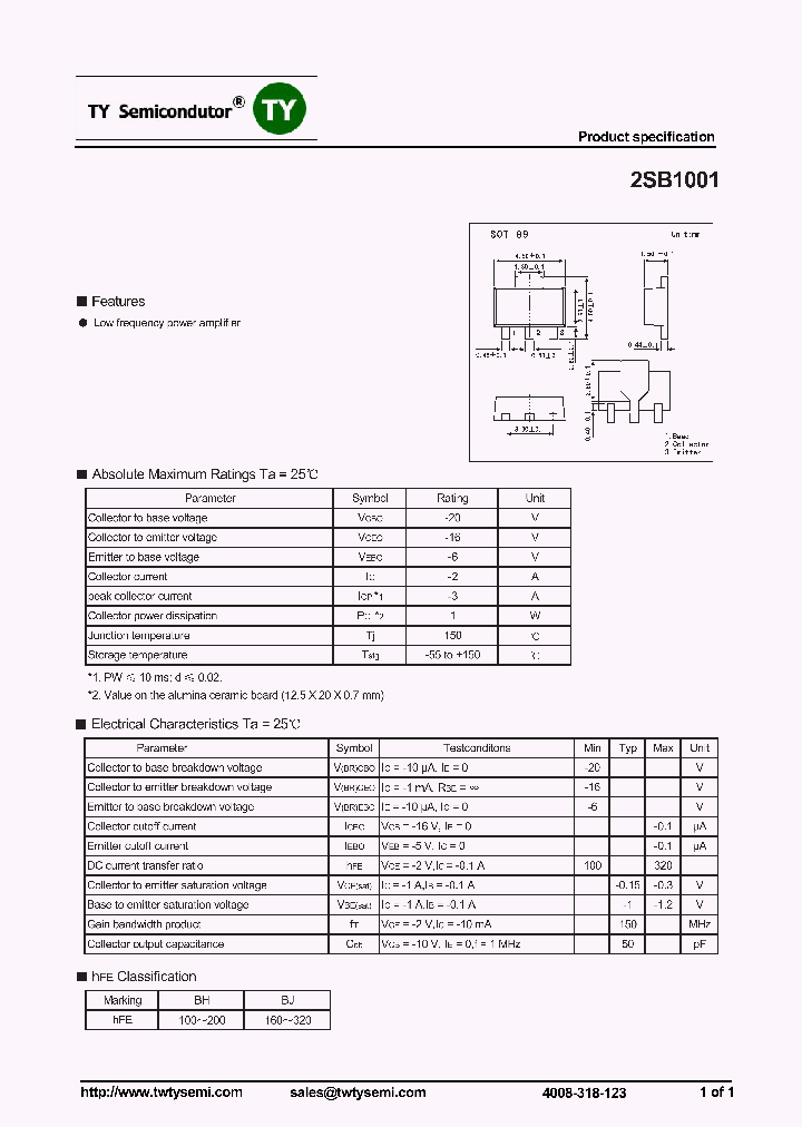 2SB1001_7327768.PDF Datasheet