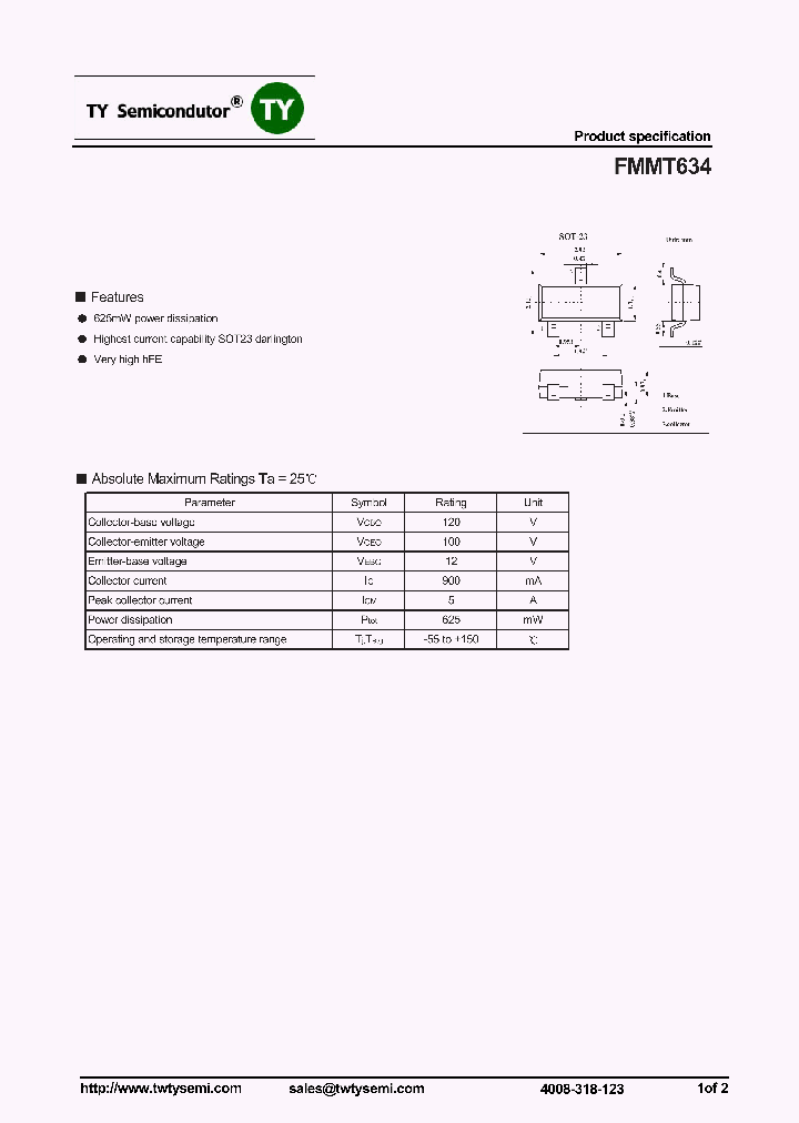 FMMT634_7340287.PDF Datasheet