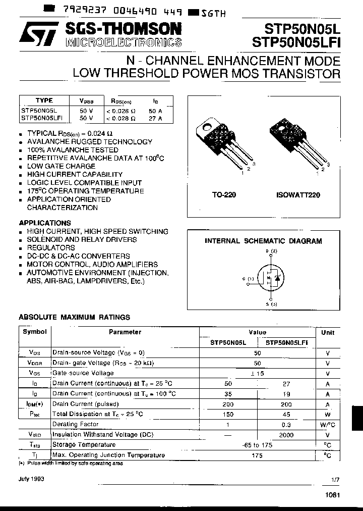 STP50N05LFI_7390016.PDF Datasheet