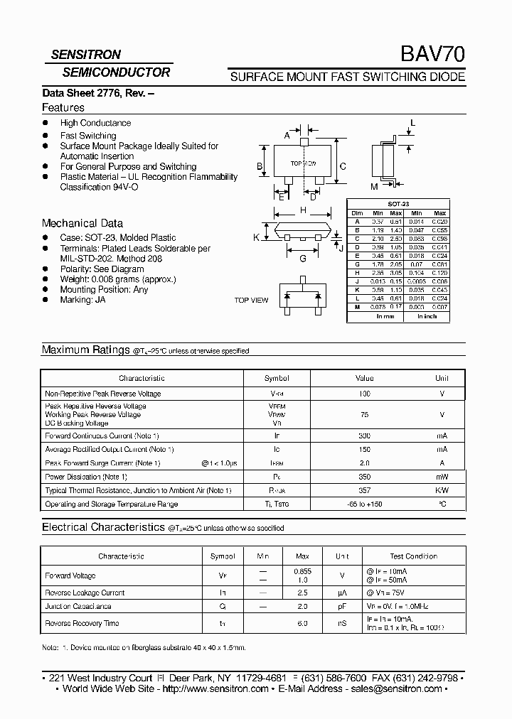 BAV70-T1_7449907.PDF Datasheet