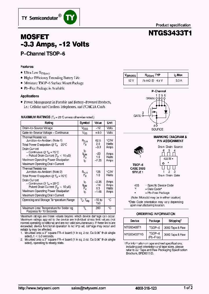 NTGS3433T1G_7512310.PDF Datasheet