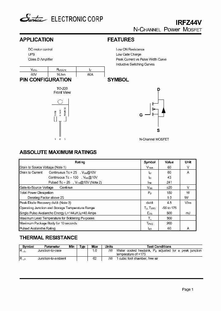 IRFZ44V_7525785.PDF Datasheet