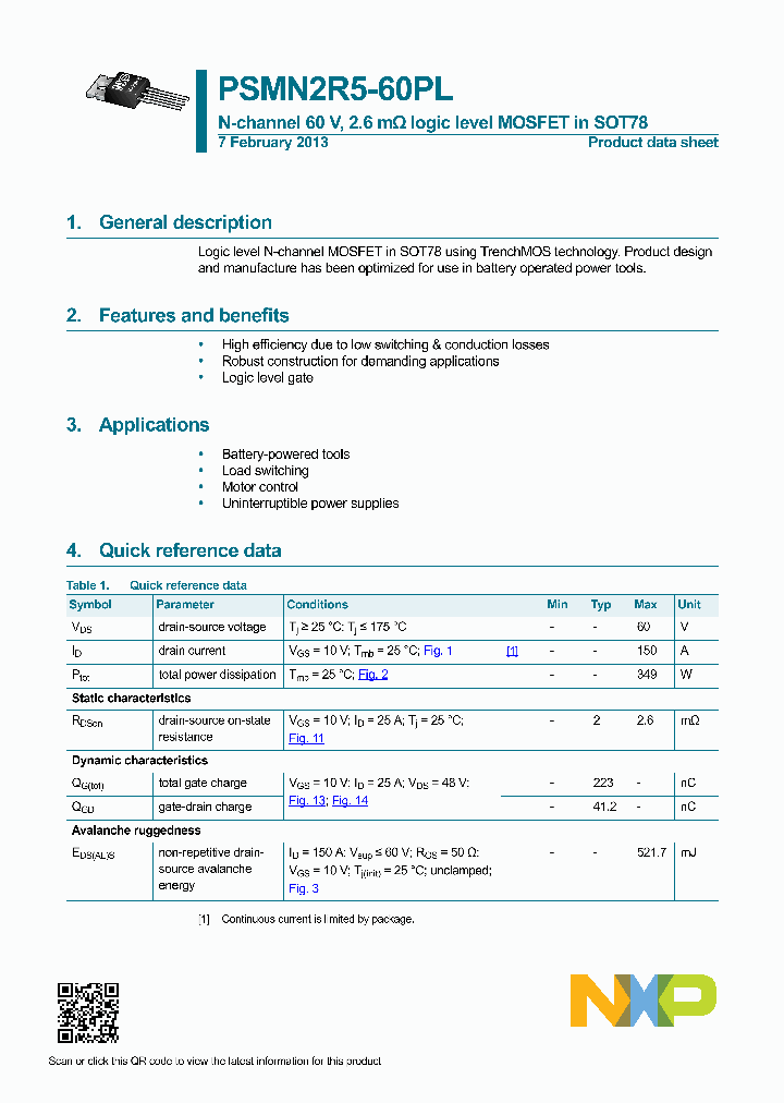 PSMN2R5-60PL_7531691.PDF Datasheet