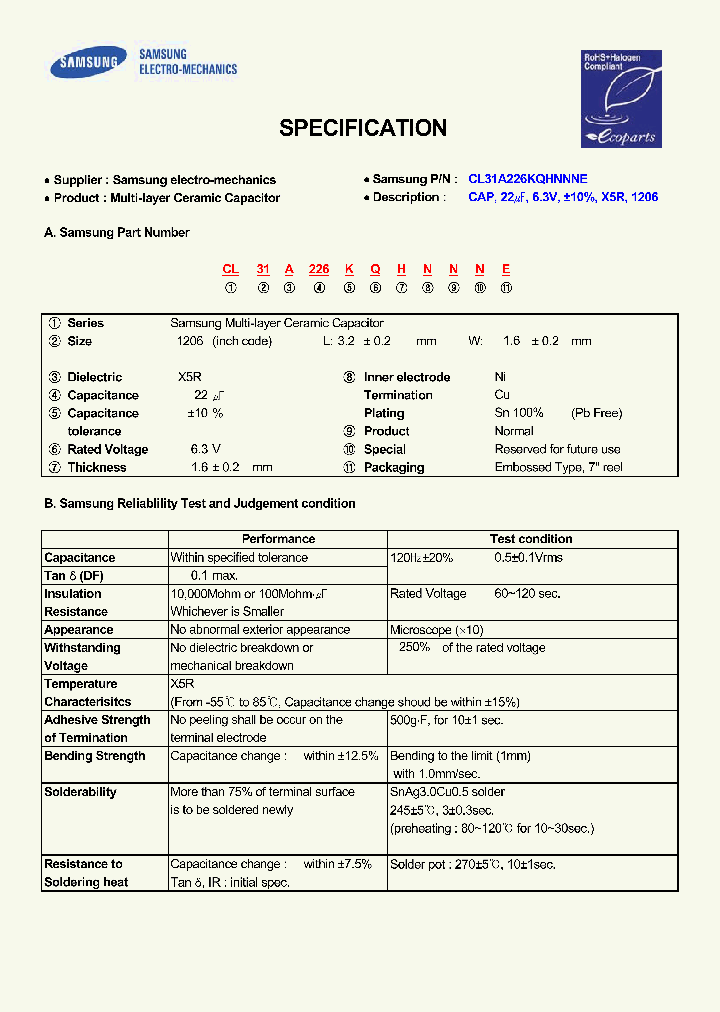 CL31A226KQHNNNE_7534169.PDF Datasheet