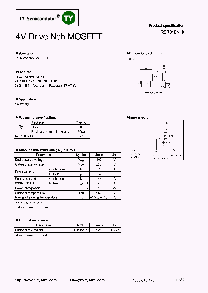 RSR010N10_7541399.PDF Datasheet