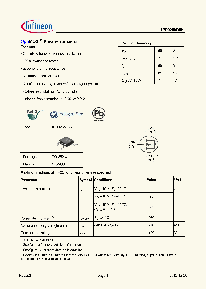 IPD025N06NATMA1_7565522.PDF Datasheet