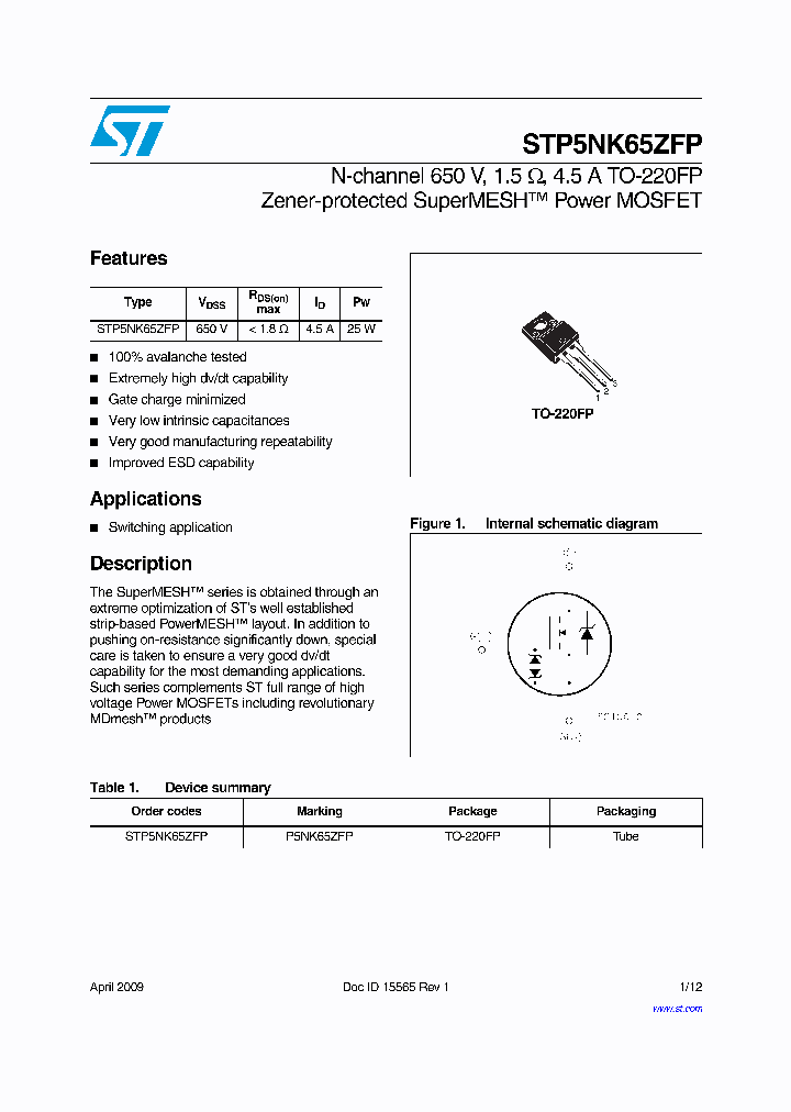 STP5NK65ZFP_7573459.PDF Datasheet