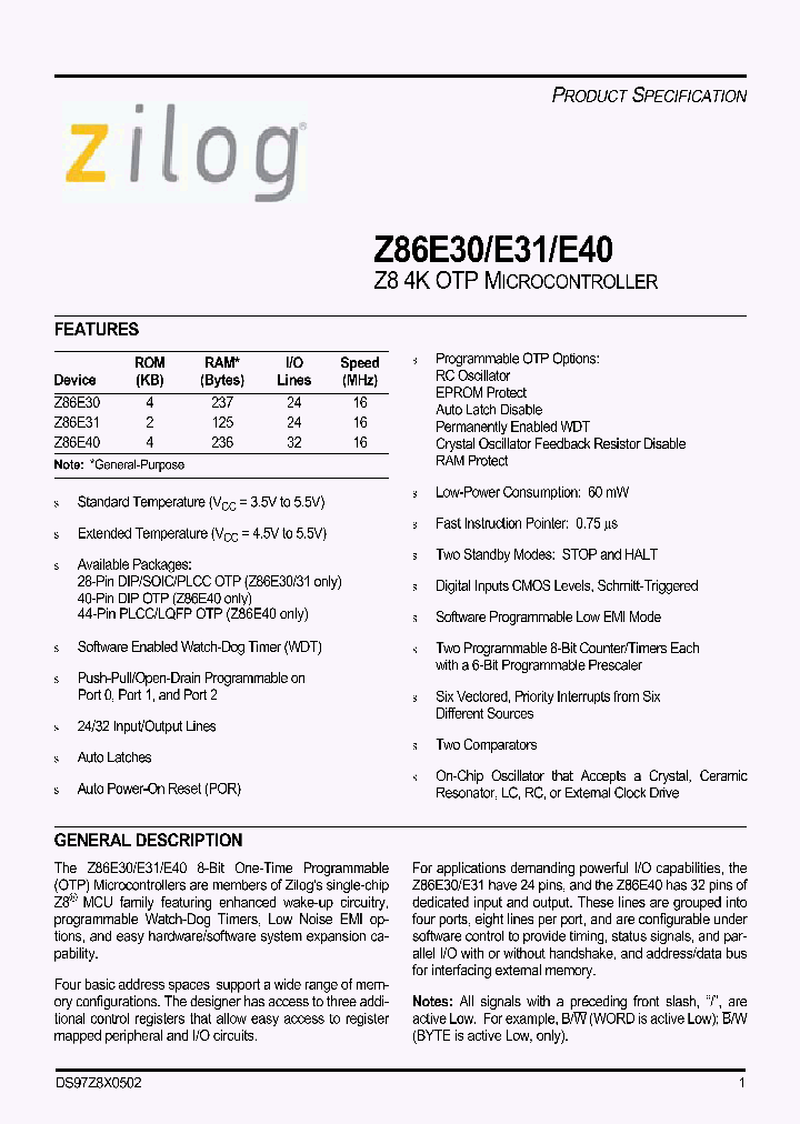 Z86E3116SSG_7584073.PDF Datasheet